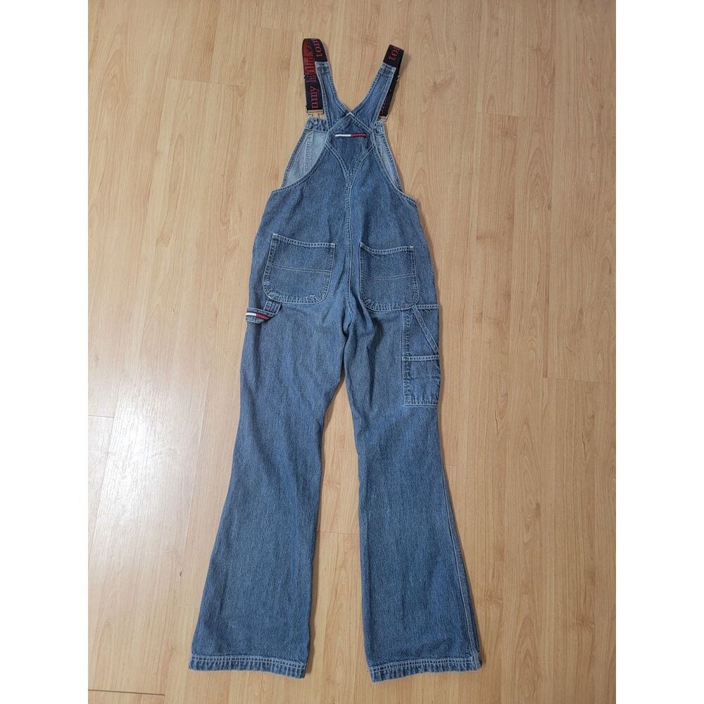 Vintage Y2K Tommy Jeans Denim Carpenter Overalls Logo Spellout Straps XS - Picture 2 of 8